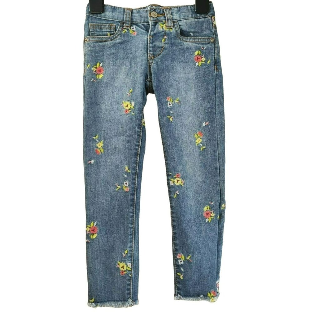 Cat & Jack Girl's 5T Adjustable Waist Jeans Embroidered Ditzy Floral Spring '20